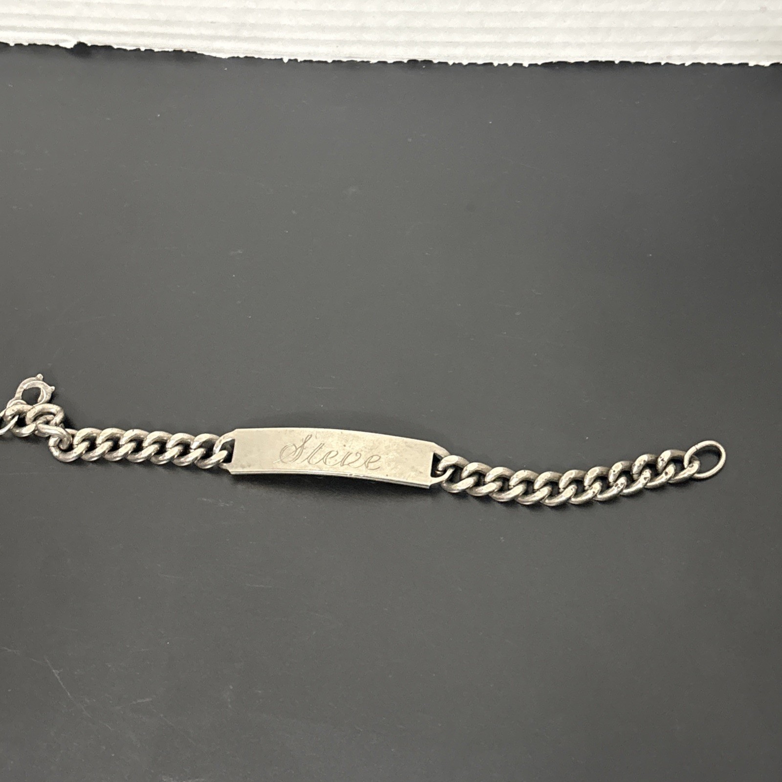 Vintage Nickel Silver ID Bracelet Men Engrave Steve Heavy 40g
