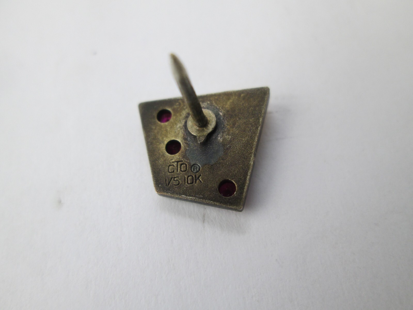 TSC 1/5 10K Gold w/ Pink Stone Vintage CTO Tie Tack Lapel Pin Tractor Supply