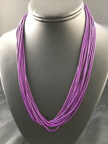 Navajo Sugilite 10 Strand Heishi Necklace | Sterling Silver Tubes 19″ 10169