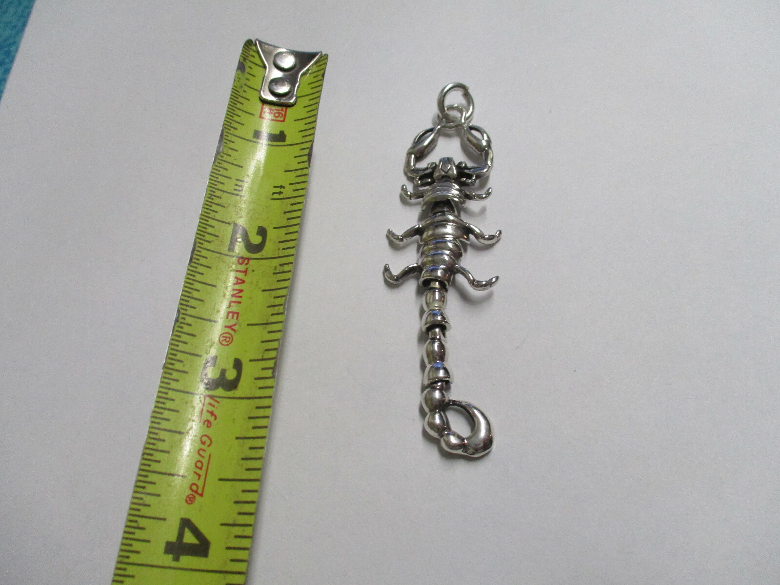 Sterling Silver Pendant Scorpion solid 925 silver 3.5 inches long