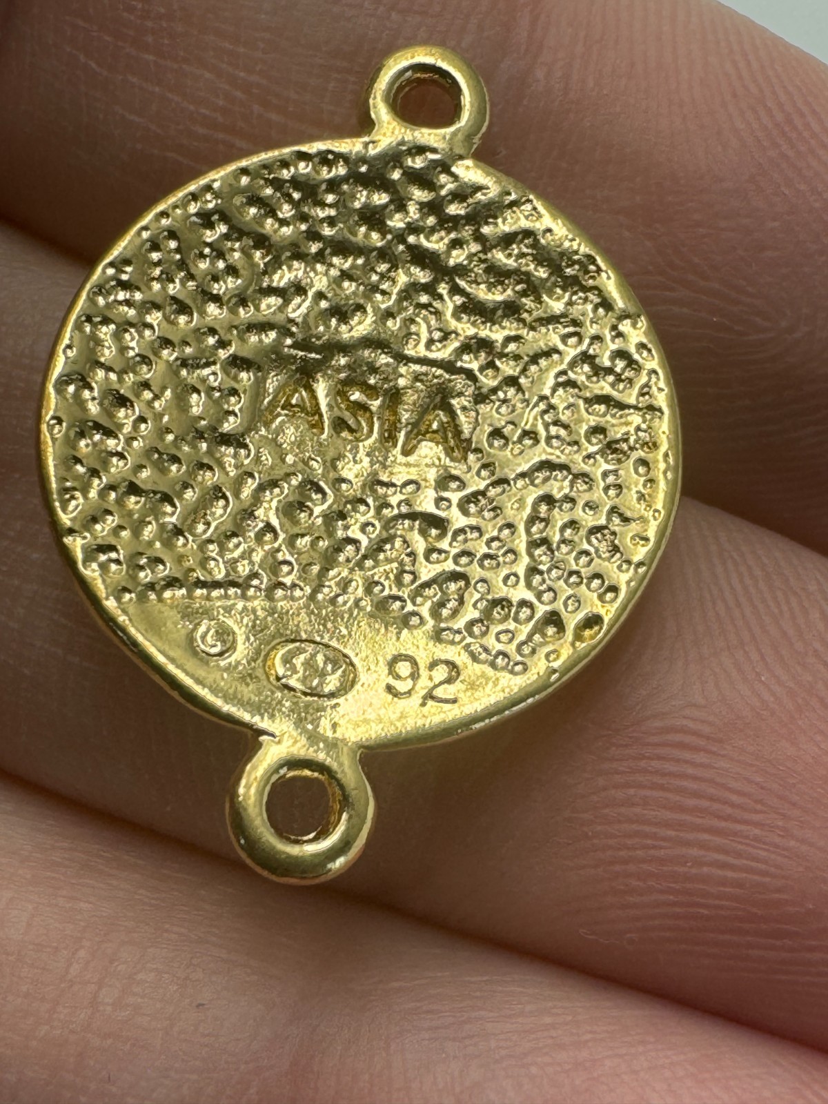 Asia Continent Map Bracelet Pendant Black Textured Gold Inlay Connector Charm