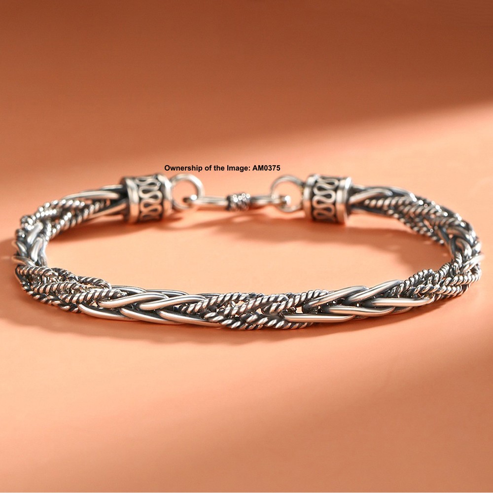 Solid Fine S925 Sterling Silver Bracelet 5mm Wheat Link Men Bracelet 7.5-8.7inch