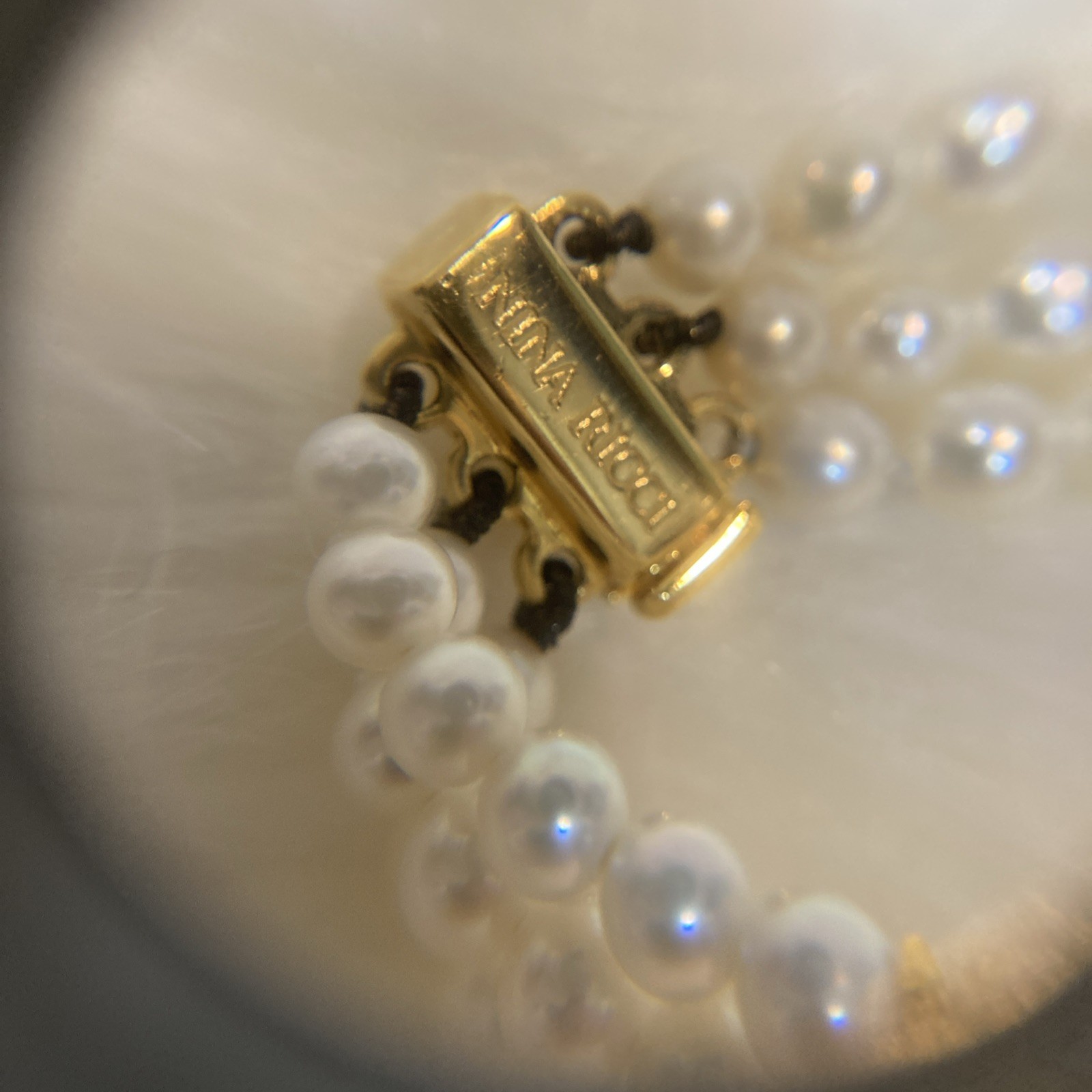 Nina Ricci Ladies Pearl Bracelet Watch Akoya S950 Quartz Battery Replaced 16cm