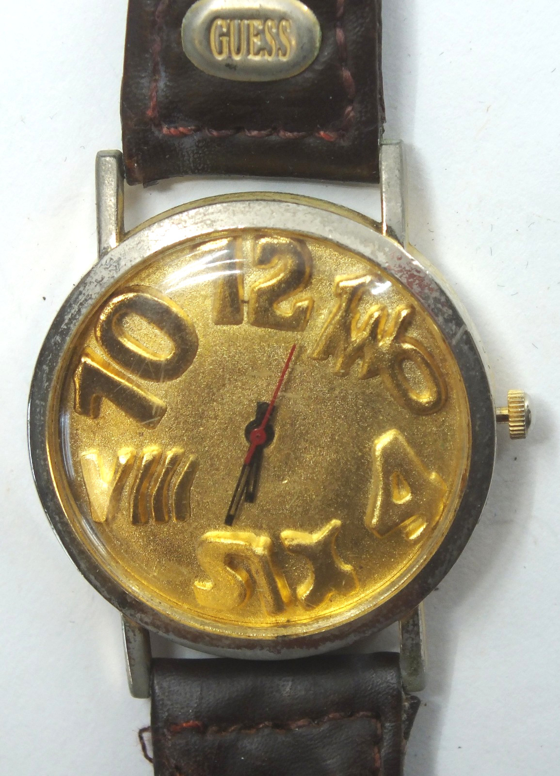1994 Guess 3D Raised Numbers Wristwatch w/ Box – Untested – P112