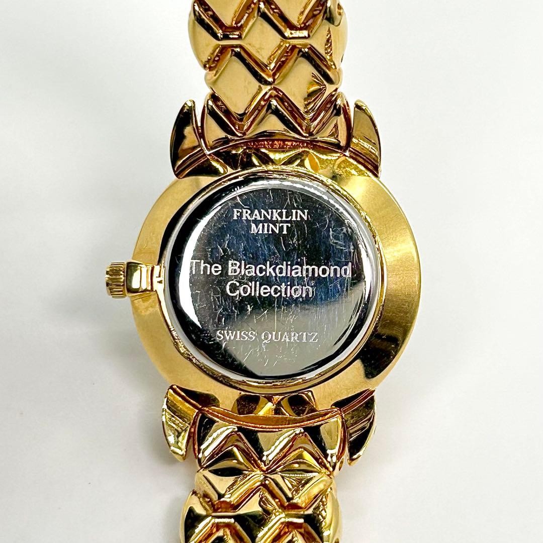 Franklin Mint Diamond Black Quartz Watch Gold/Black Used