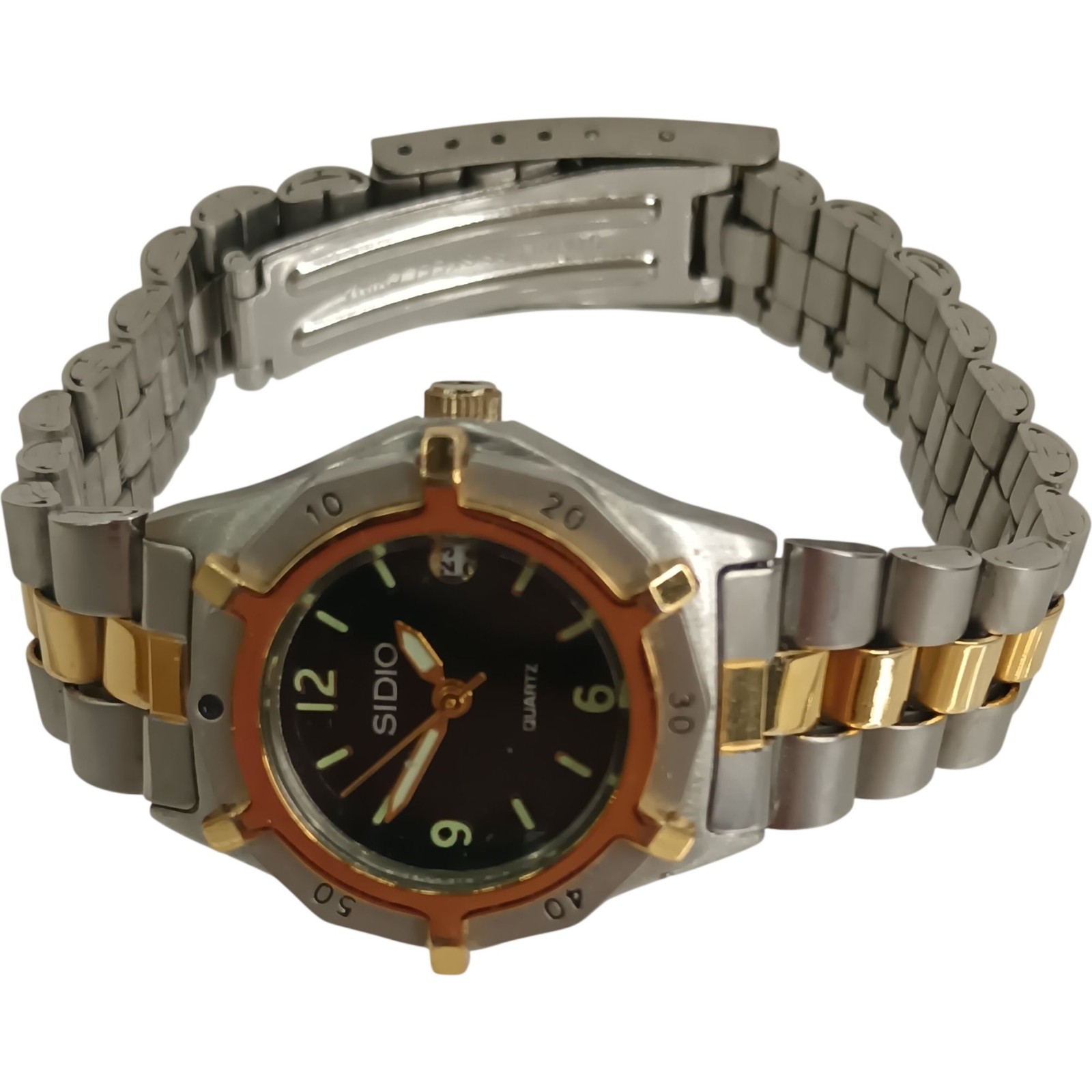 Sidio Quartz Wristwatch TwoTone Stainless Steel Gold Black Spare Repair Preloved