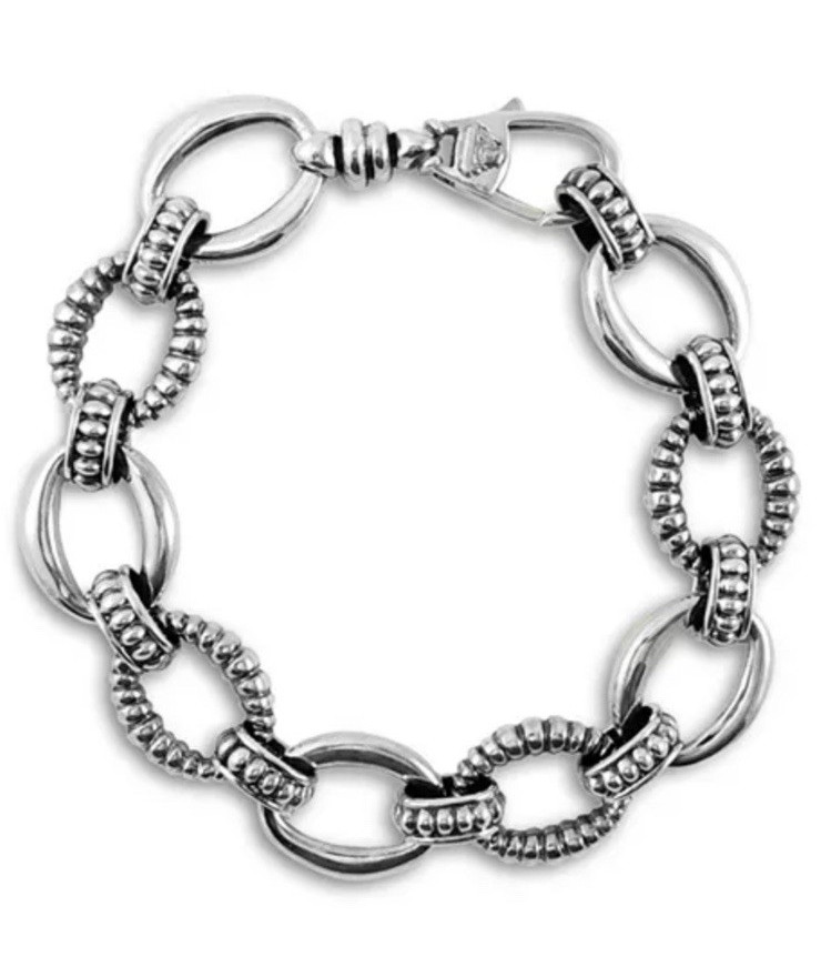 LAGOS Silver Oval Link Chain Bracelet, Lobster Clasp, 7.6-8 in