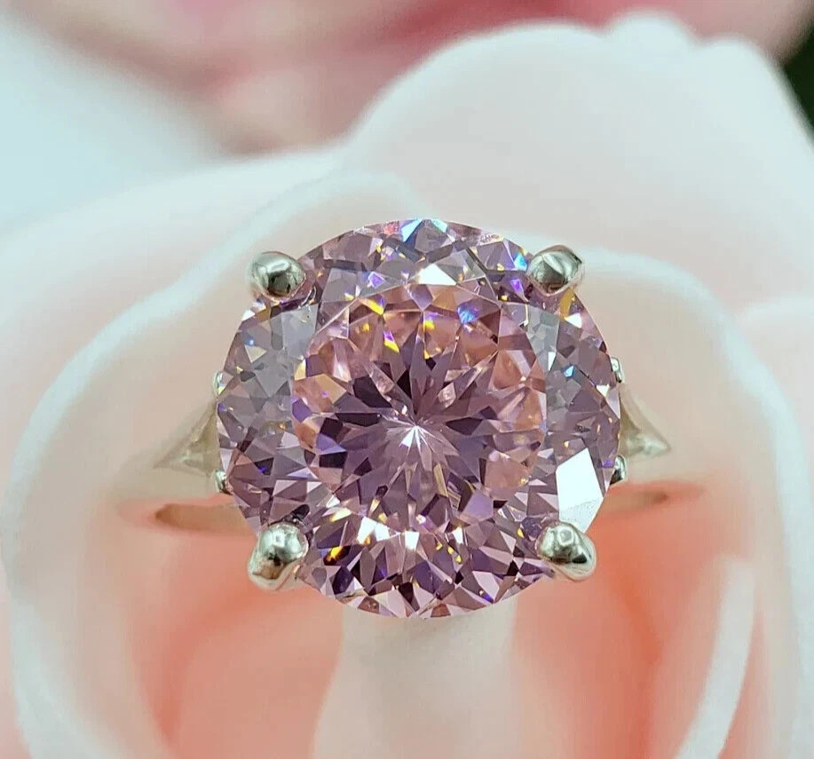 2CT Lab-Created Round Pink Sapphire Halo Engagement Ring 14K White Gold Plated