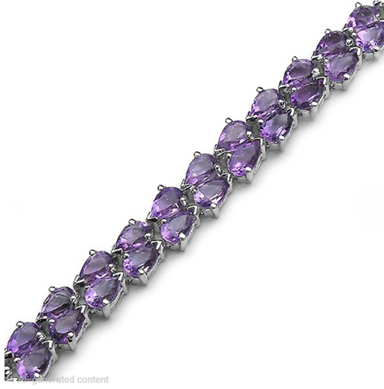 925 Sterling Silver Tennis Bracelet Pear Purple Amethyst 22.4 CTW 7.25in