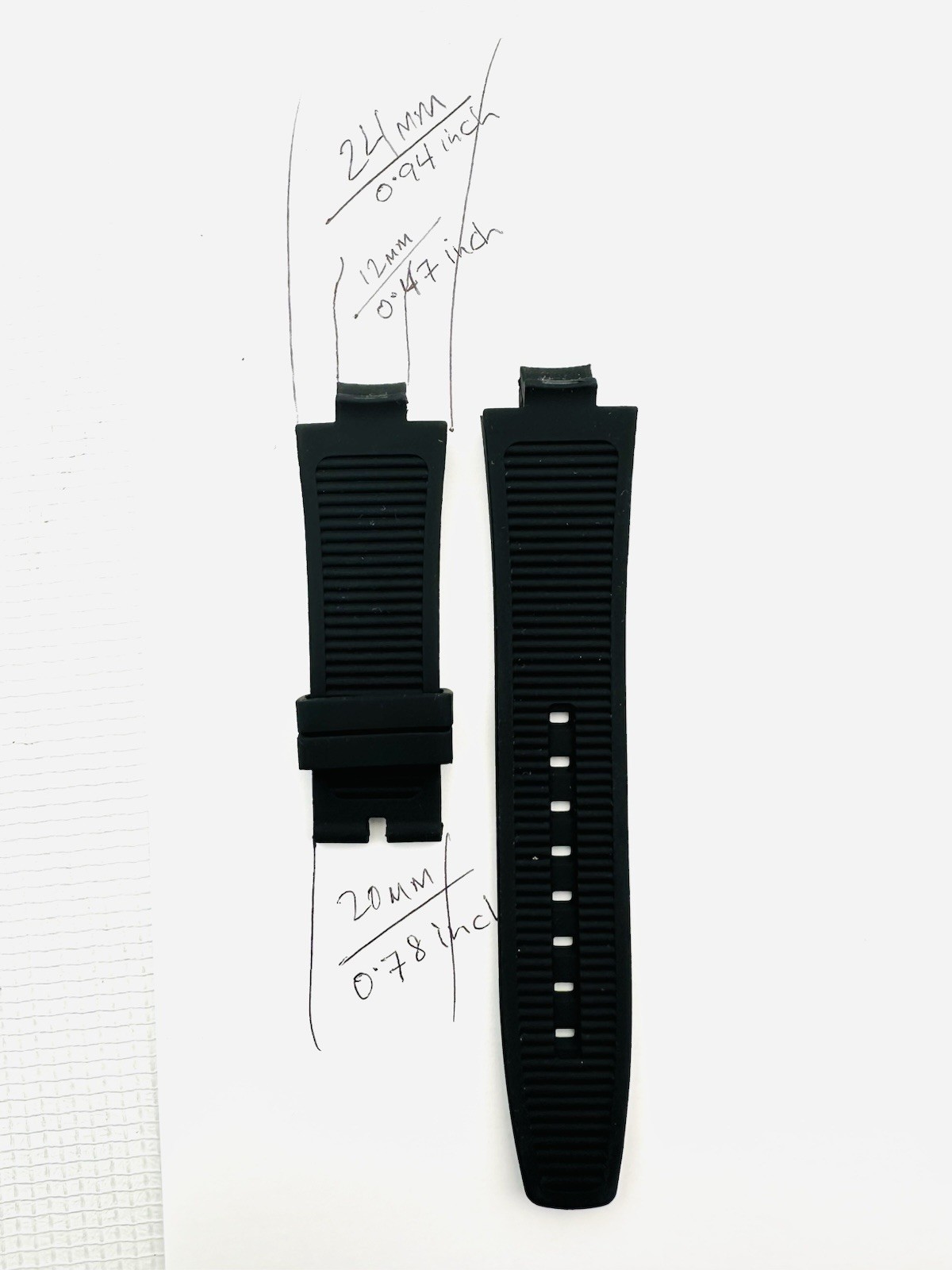 VERSACE WATCH STRAP, VE2H , BLACK RUBBER , TONGUE BUCKLE STRAP , VERSACE STRAP