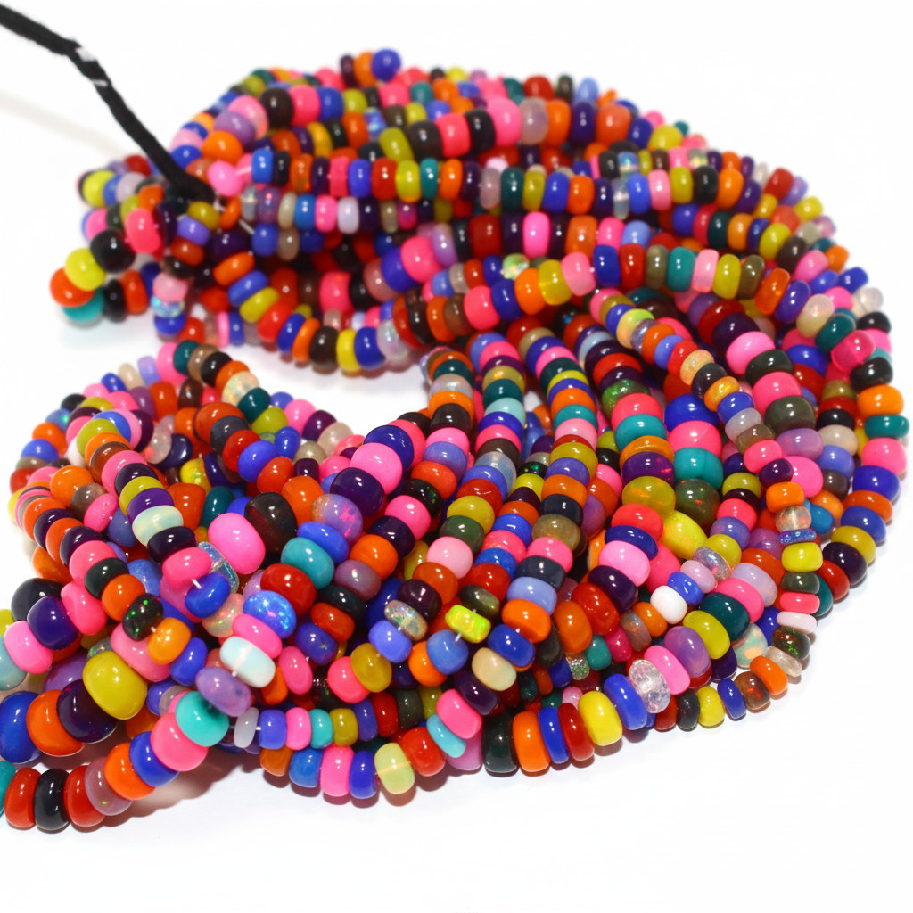 Multi Color Opal Beads Strand 4-5mm Rondelle Gemstone 16 Inch Jewelry Making