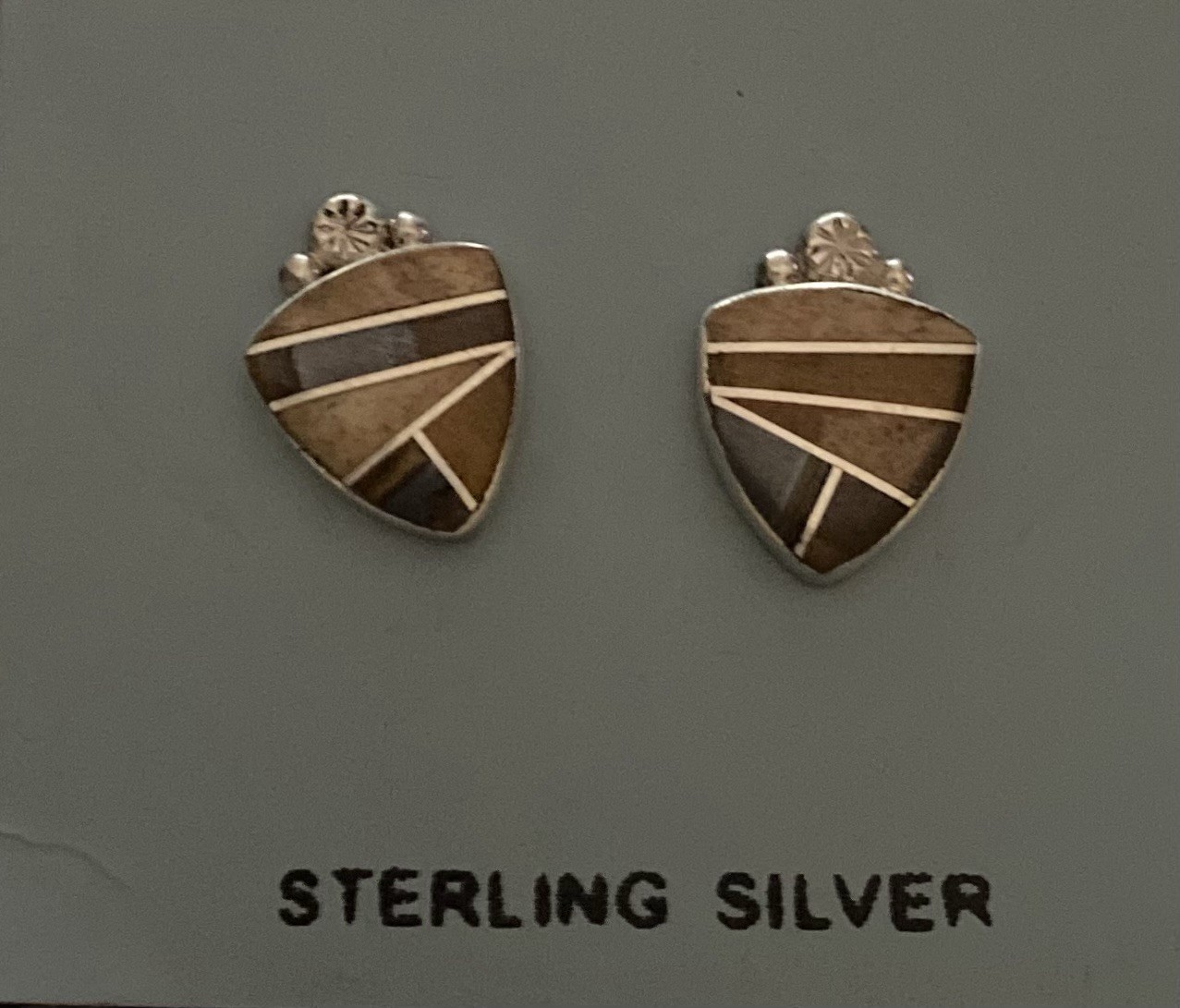 Southwest (closed back) Tiger’s Eye and Jasper Stud Sterling Earrings
