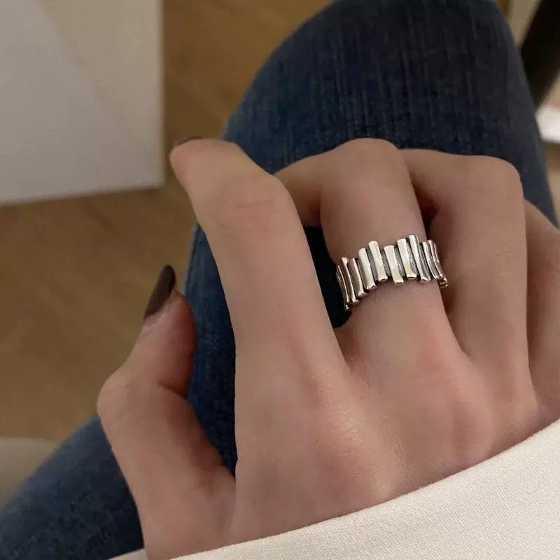 Women’s Fashion Silvery Wave Fence Ring Finger Copper Fashion Open Ring
