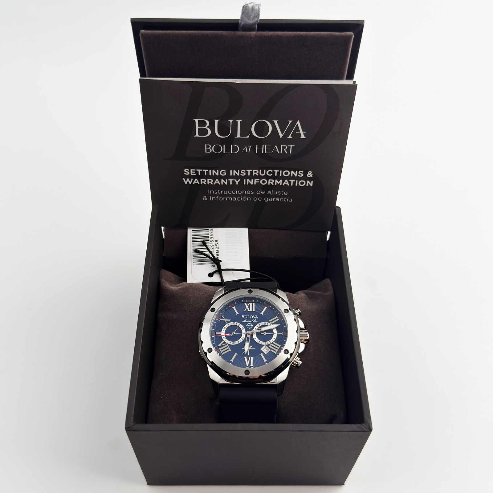 Bulova 98B258 Marine Star Men Watch Blue Dial Six-Hand Sports Chronograph