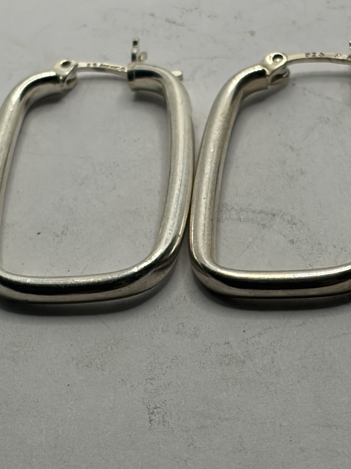 925 Sterling Silver U-Shape Hoop Earrings for | Rectangle Shaped Click-Top Ho…