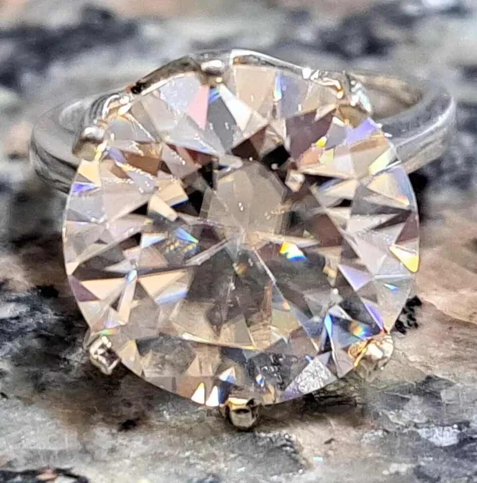 Certified Natural 6.90ct Round Cut Diamond 925 Silver Engagement Solitaire Ring