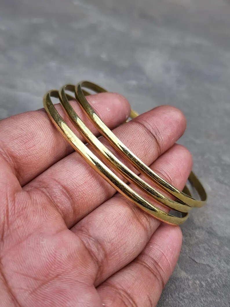100% Pure Brass Bangles Set of 3 Handmade Bangles Set For Women All Size SR687