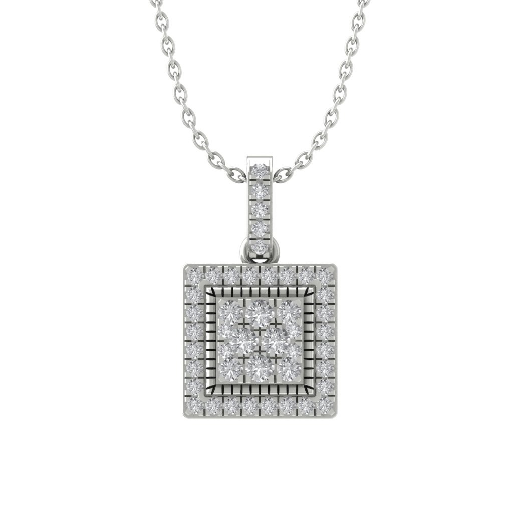 0.4Ct Lab Grown Diamond Sterling Silver Composite Pendant 18″ Silver Cable Chain