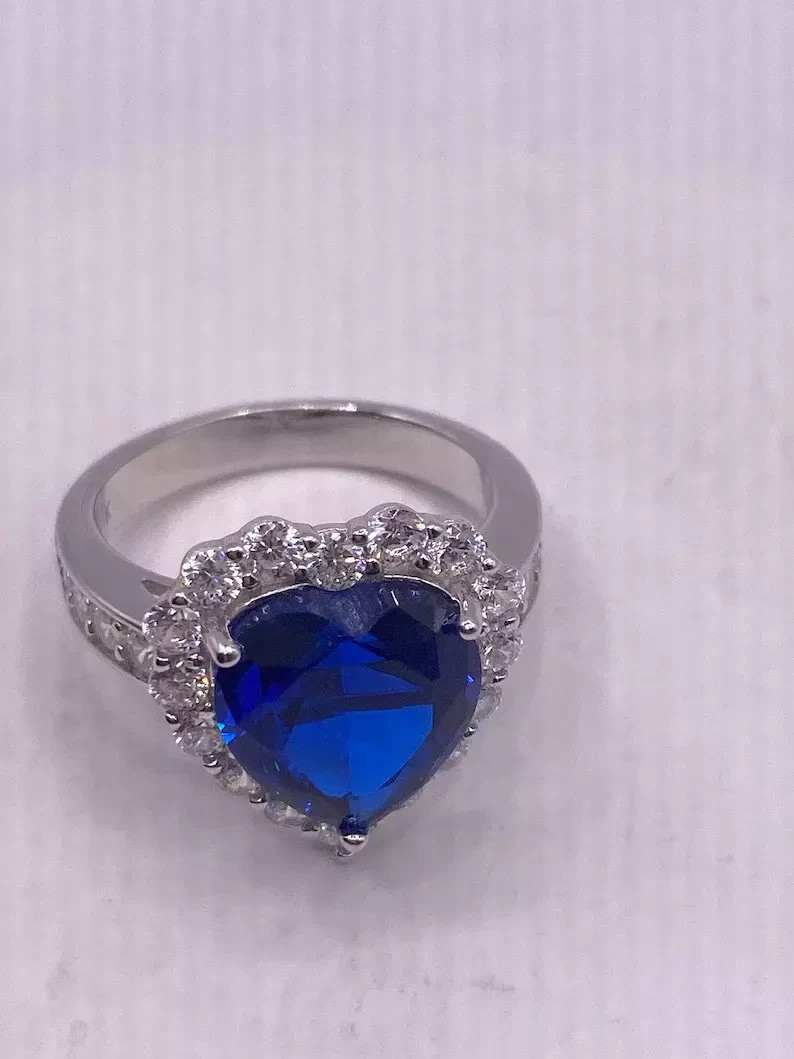 4.00 Ct Heart Cut Natural Sapphire Diamond Wedding Ring 14K Solid White Gold 5