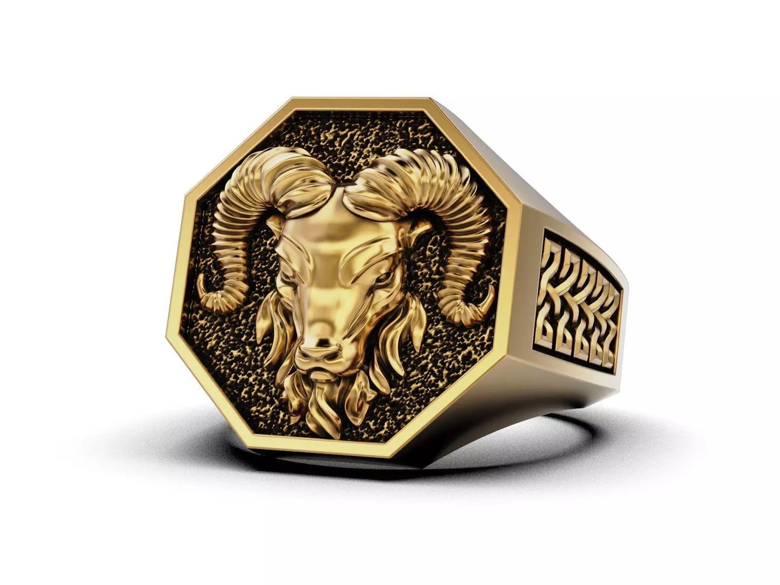 Oxidized Men’s Powerful Ram Head Gothic Punk 925 Sterling Silver Statement Rings