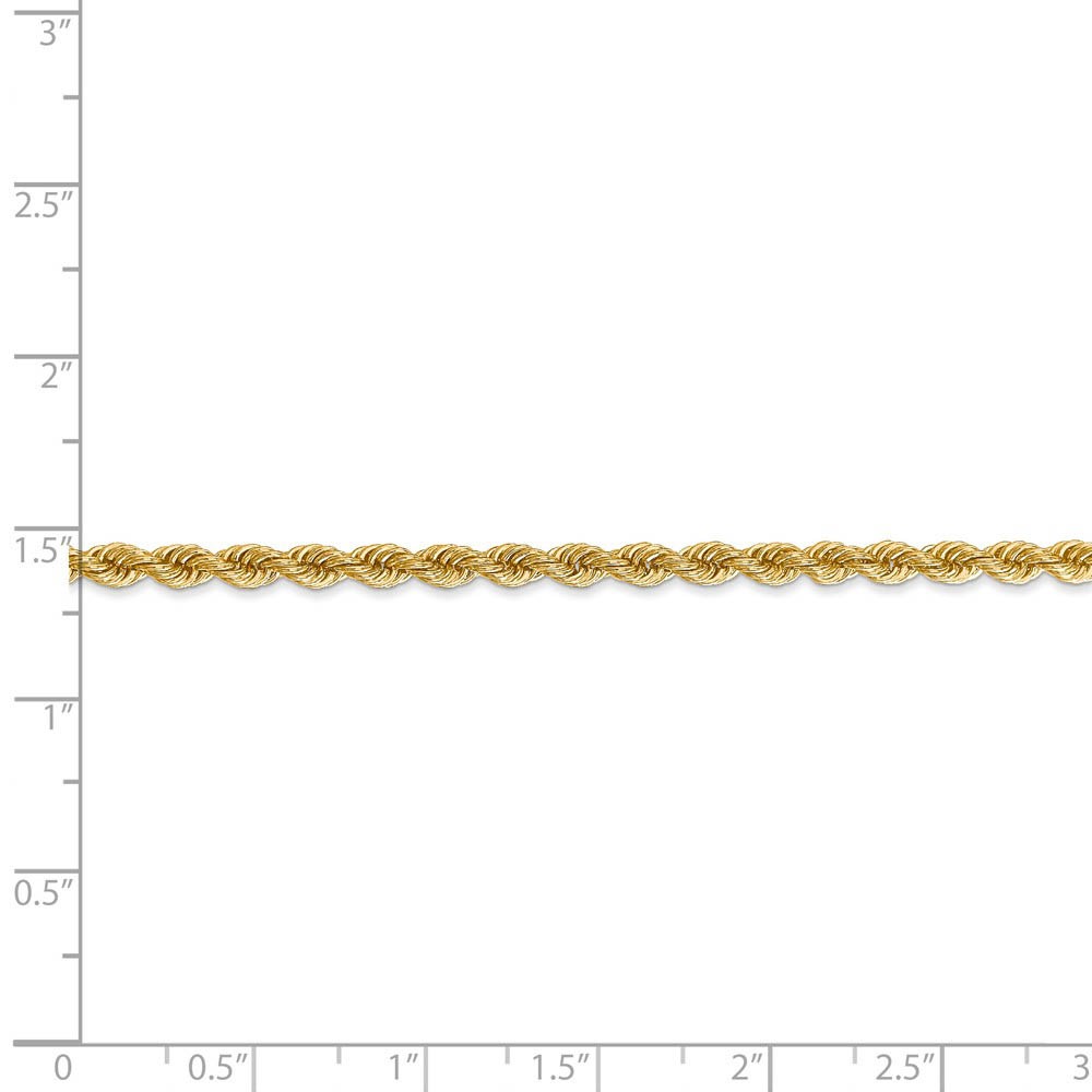 3mm, 14k Yellow Gold, Handmade Solid Rope Chain Anklet or Bracelet