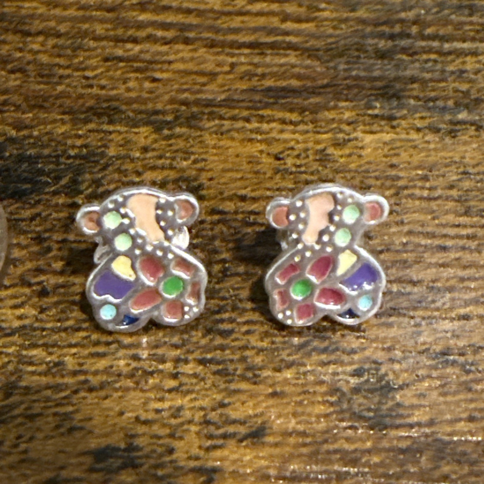 TOUS brand teddy bear stud earrings featuring colorful enamel detailing