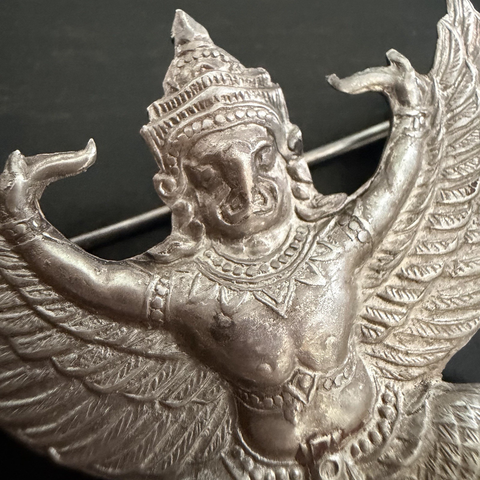 Vintage Thailand Garuda .925 Sterling Silver Brooch Figural Pin 1.5” Amulet