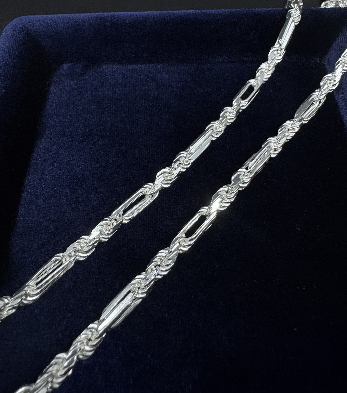Milano Figarope Chain Real Solid 925 Sterling Silver Necklace 4.5mm 24inch