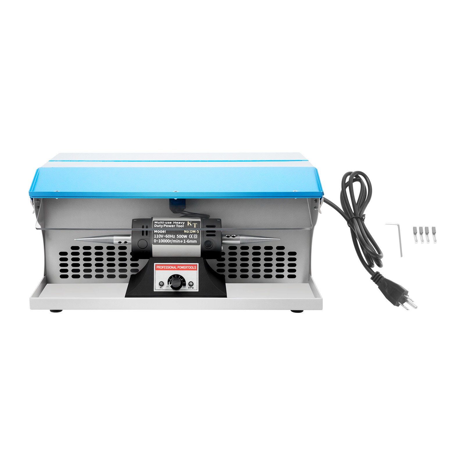 Benchtop Polishing Buffing Machine Jewelry Polisher Dust Collector W/ Light 500W