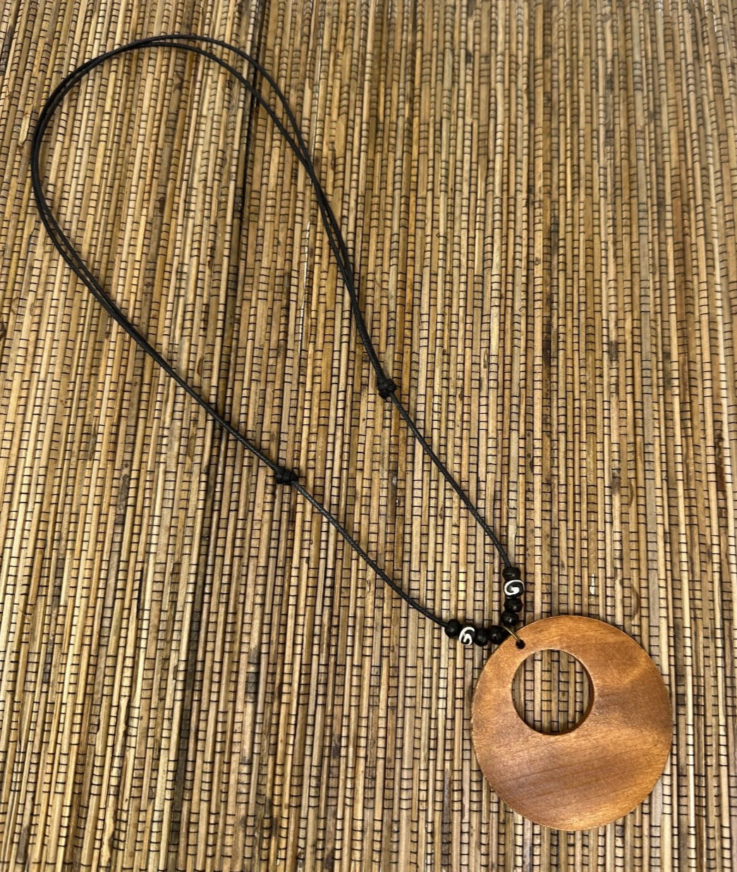 Brown Circle Pendant Necklace – Handmade Wooden Jewelry | Adjustable Unisex