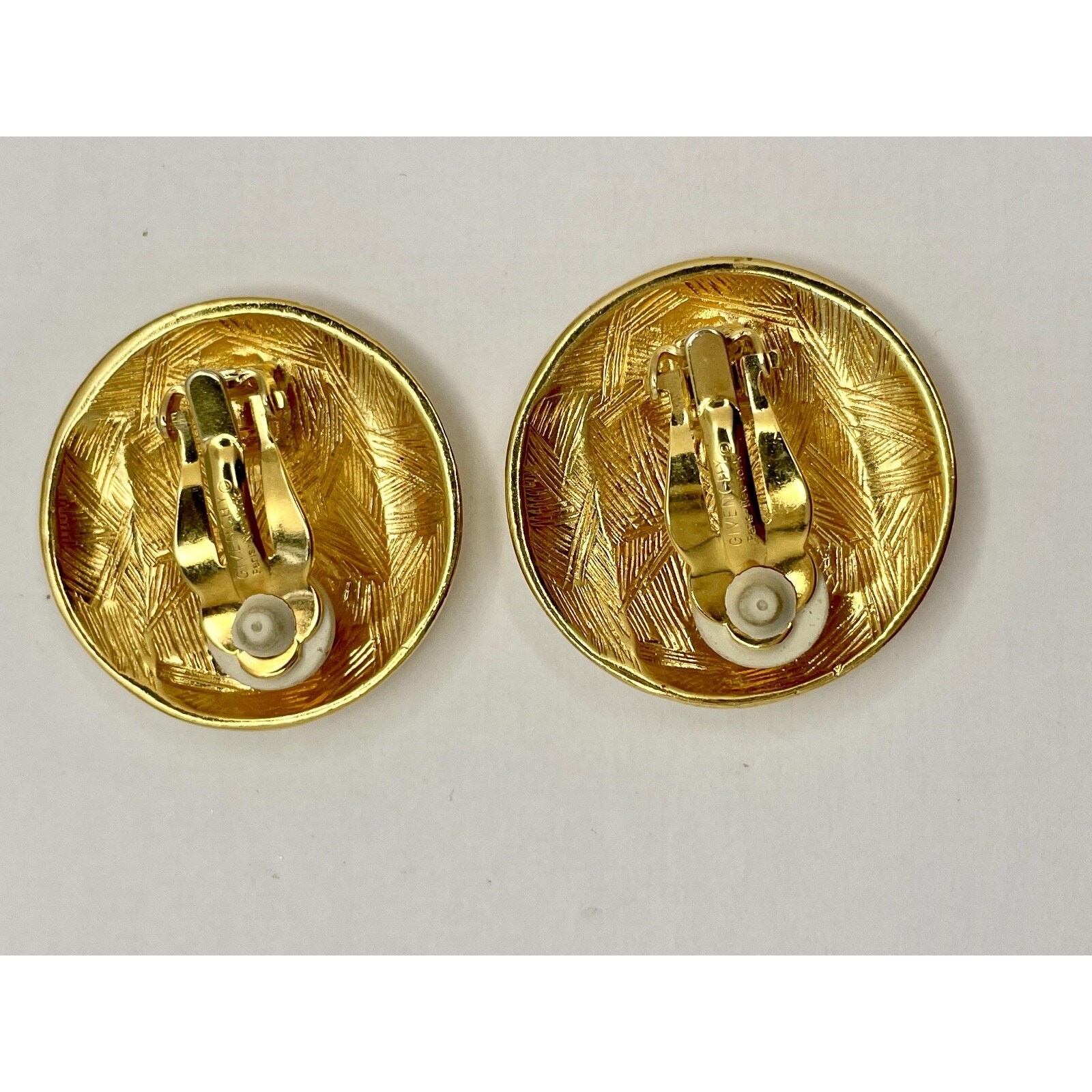 GIVENCHY PARIS NEW YORK SIGNATURE GREEK KEY CLIP-ON STATEMENT EARRINGS SIGNED