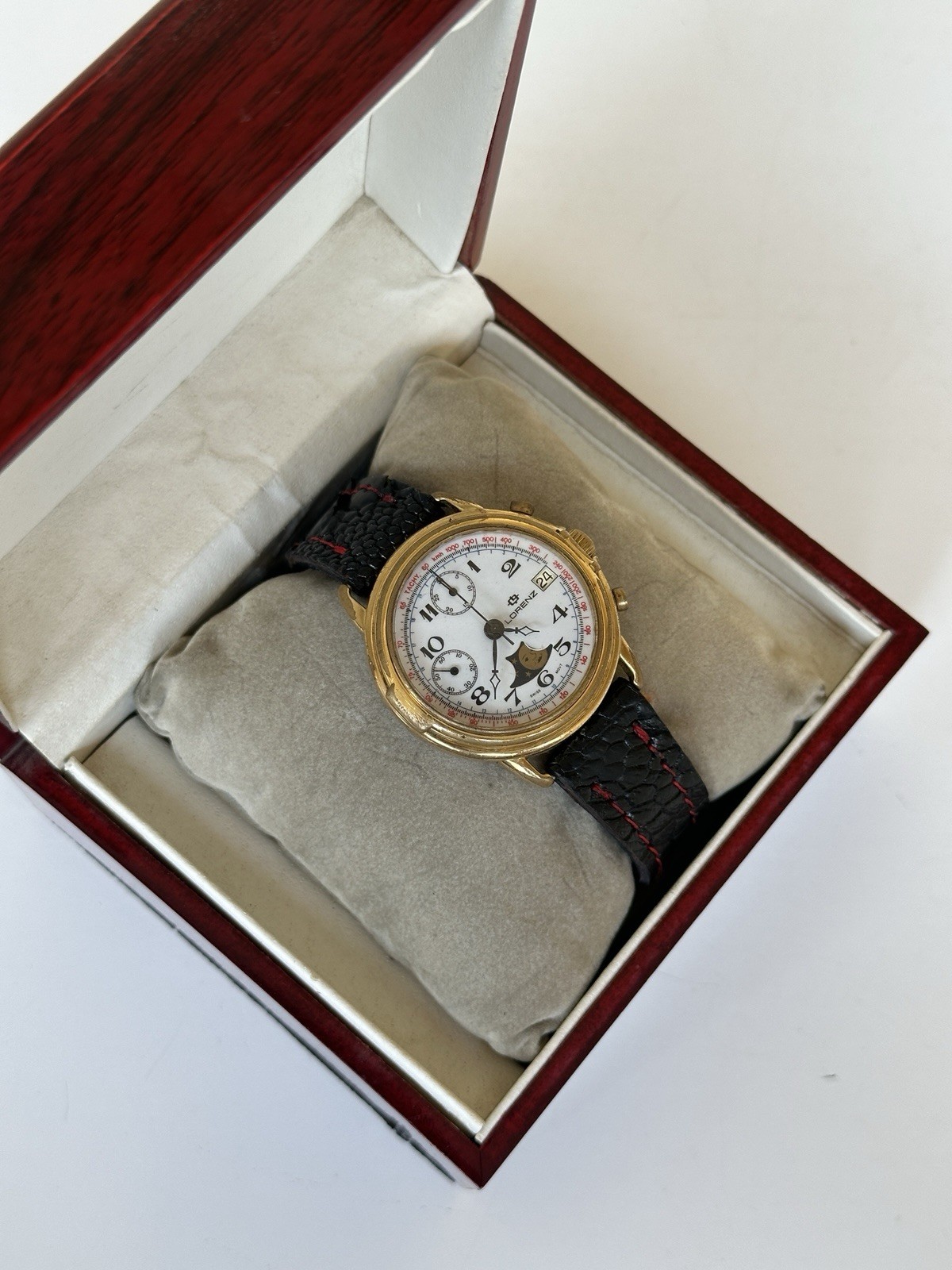 Vintage Lorenz Chronograph Moonphase Valjoux 7768 Mechanical Gold Plated 39mm