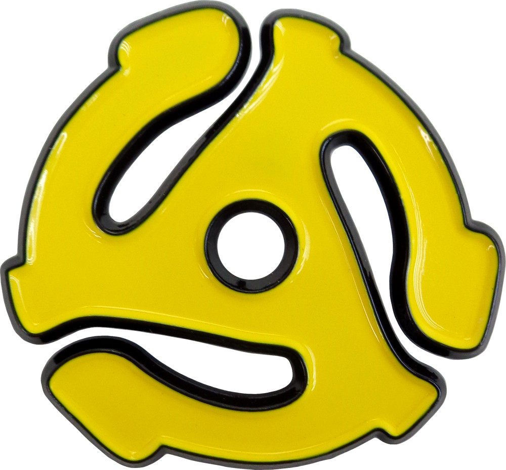 Enamel Pin – Yellow 45rpm 7″ Record Adapter Insert Vinyl Music 1.25″ Button 4036