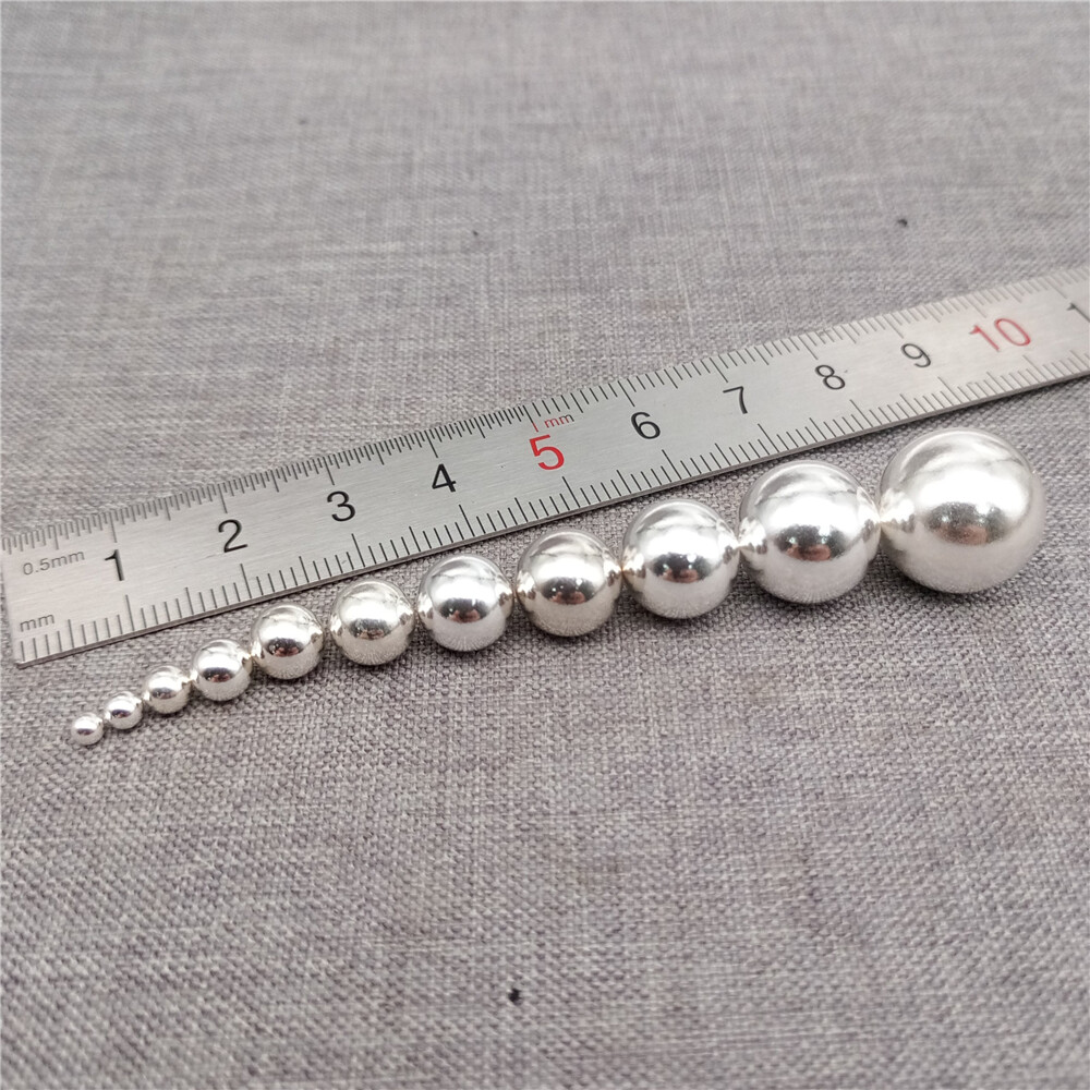 Sterling Silver Seamless Hollow or Solid No Hole Round Ball Beads 2mm to 12mm