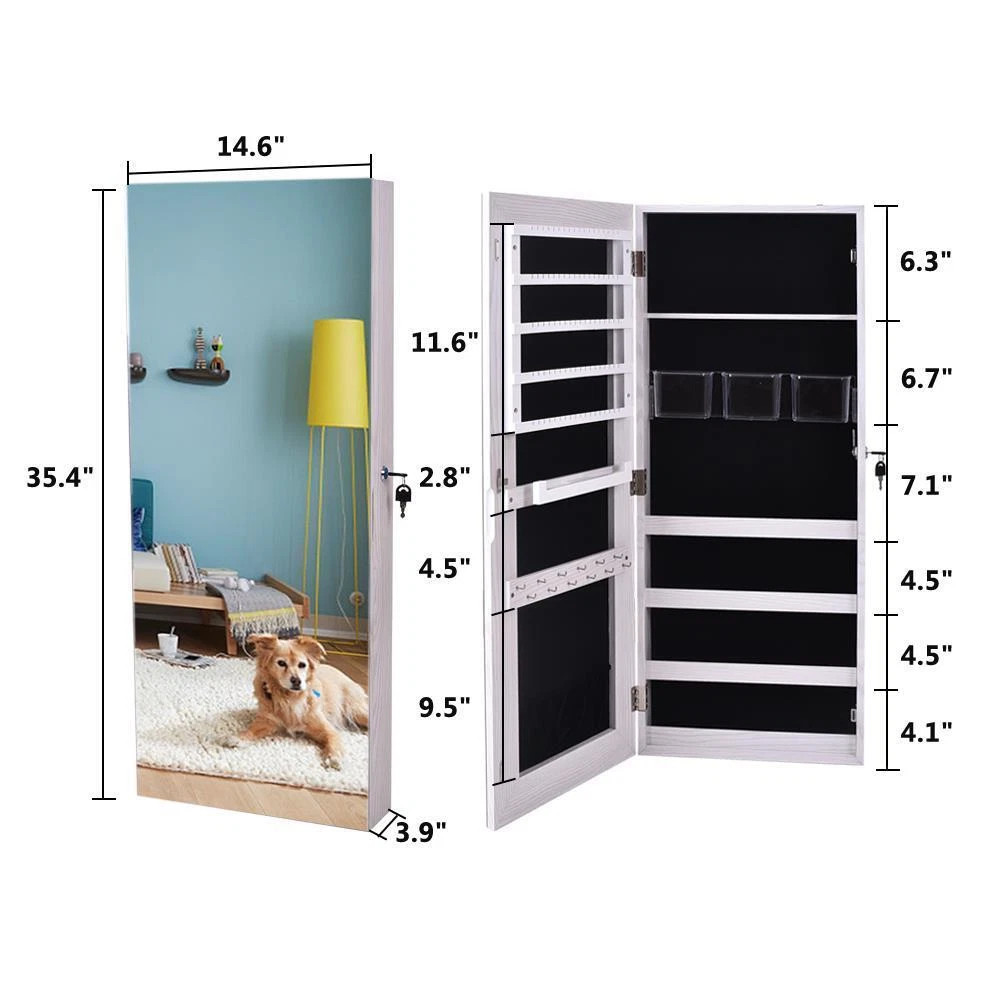 Wall-Mount/Door-Hanging Armoire Lockable Storage Organizer W/ Drawers White