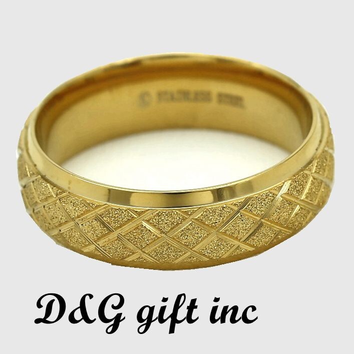 Men’s Stainless Steel Band Rings 8,9,10,11,12 13 Gold plated Box,Discount