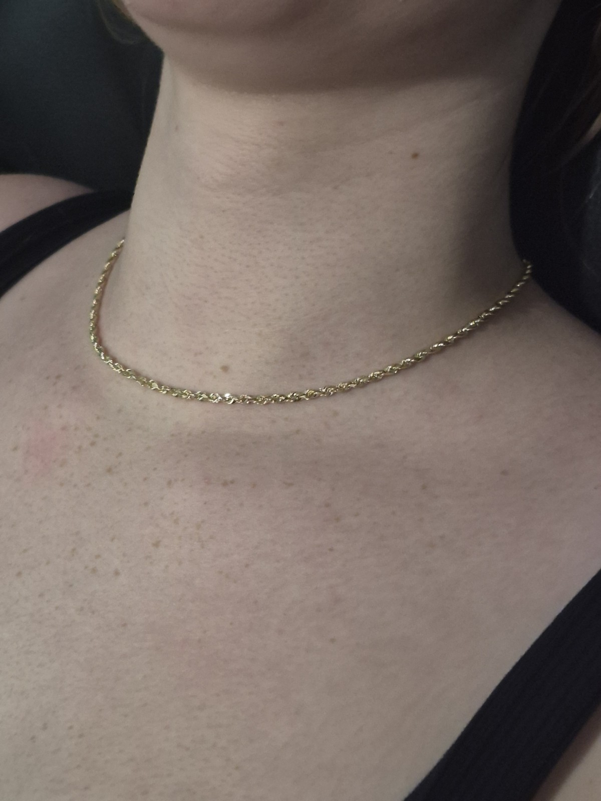 10k Solid Gold Hollow Diamond Cut Rope Chain Necklace 2.5mm 16in