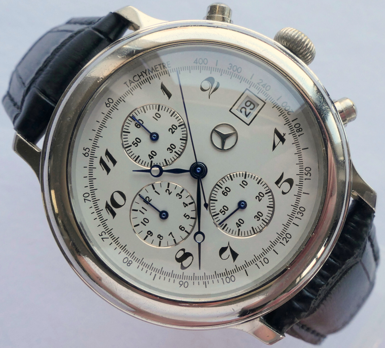 Mercedes Benz Classic 925 Sterling Silver Car Accessory Luxury Chronograph Watch