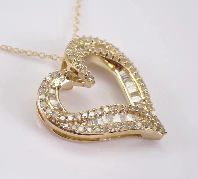 2Ct Round Cut Lab-Created Open Heart Pendant 14K Yellow Gold Plated Silver