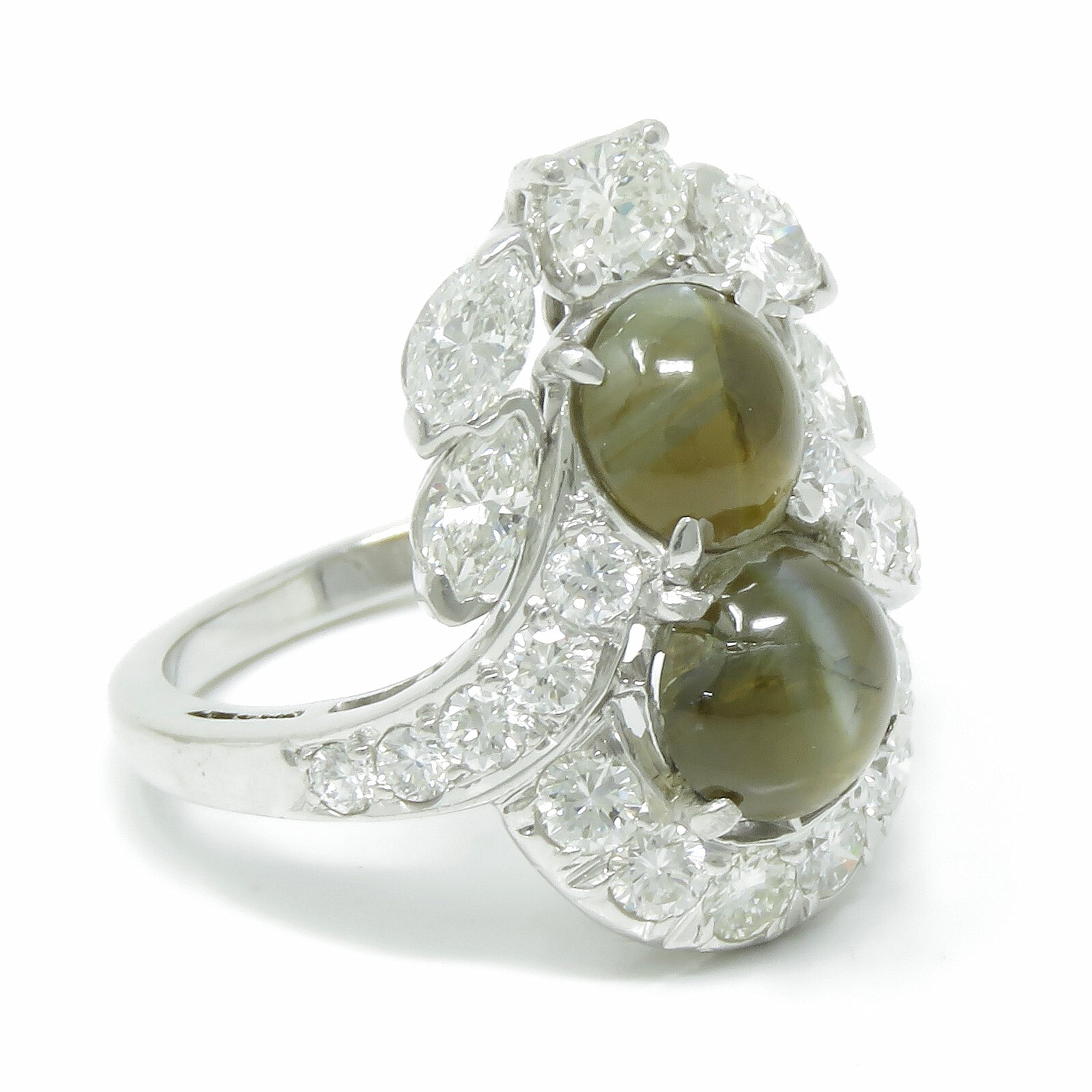 NYJEWEL Platinum 6ctw Cat Eye Chrysoberyl & Diamond Ring w serial #