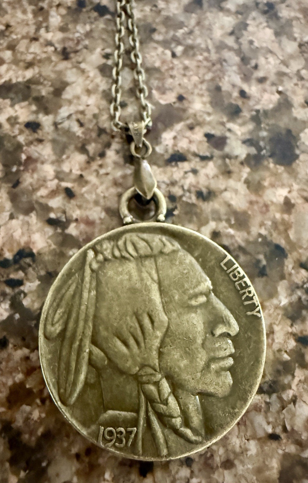 Men’s Buffalo Nickel Necklace Indian Head Unisex Replica Variation 1.5 Inches