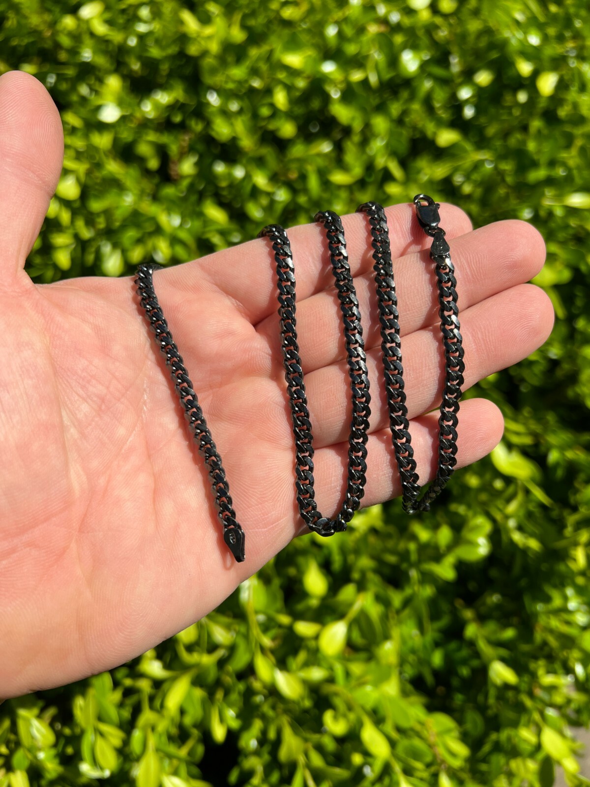 5mm Miami Cuban Link Necklace Black Oxidized Rhodium Real 925 Sterling Silver