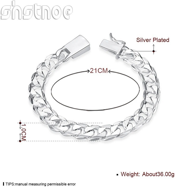 20cm 8 inches Popular 925 Sterling Silver 10mm Cuban Chain Bracelet For Men Wome