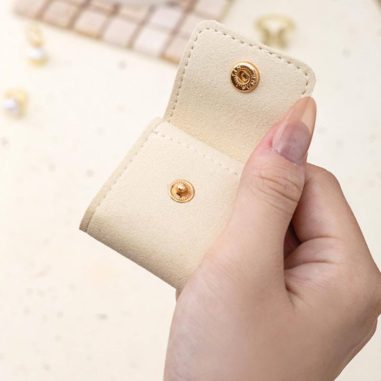 Mini Travel Jewelry Bag Velvet Lined Foldable Multifunctional Organizer