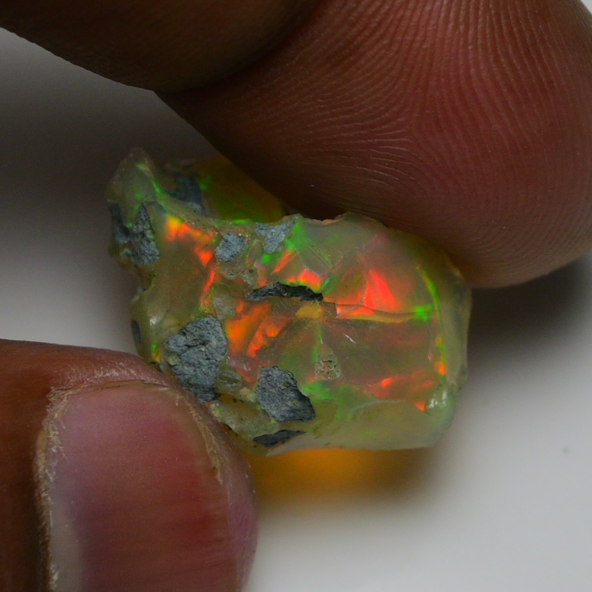 Jewelry Grade Black Opal Rough 13.90 Cts, Natural Ethiopian Raw, Neon Fire Opal