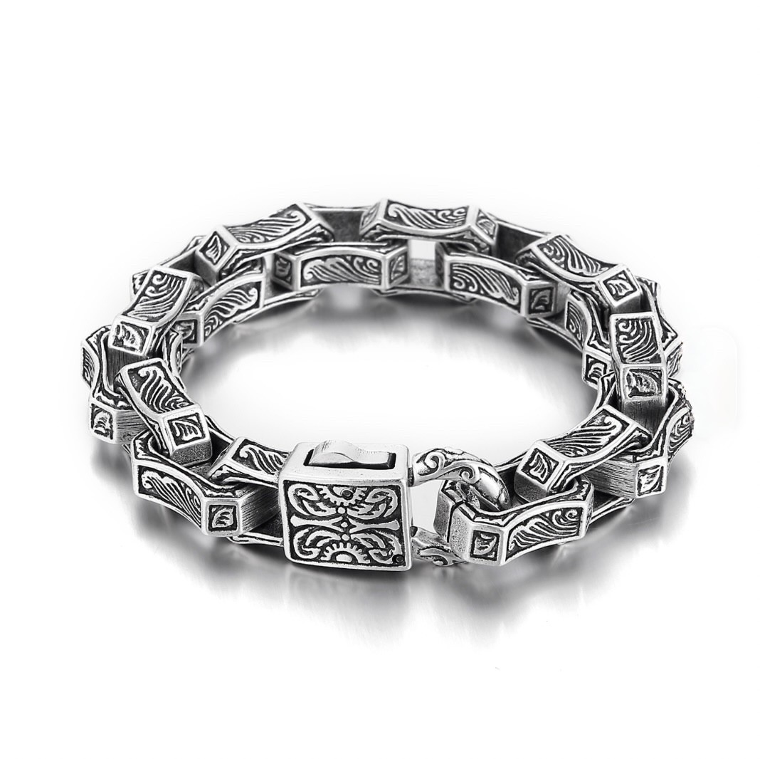Vintage Chunky Wave Bracelet Stainless Steel 8-8.5in