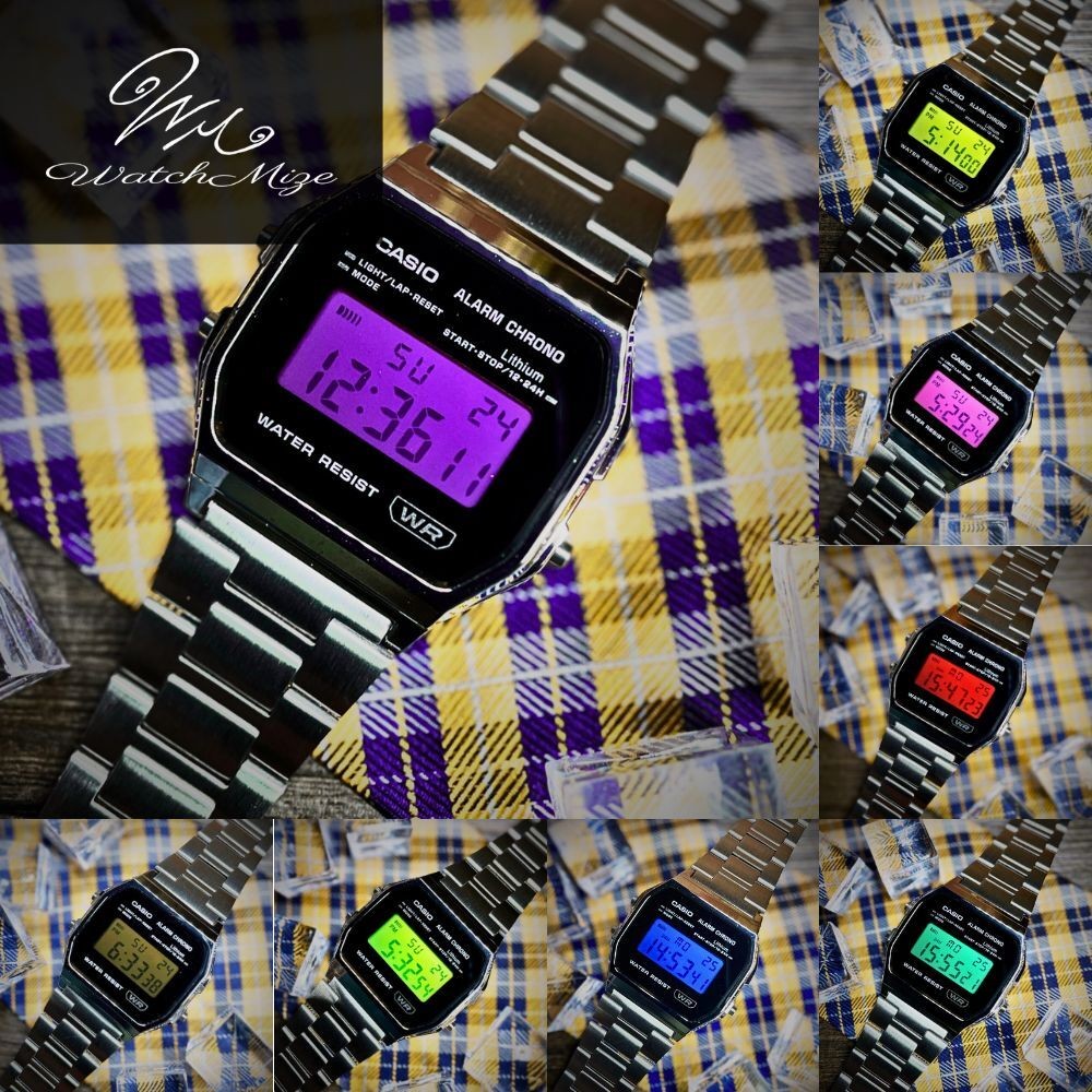 Color LCD Custom A158WEA 1JF Base Lime LCD Model (CASIO Base) Custom Watch