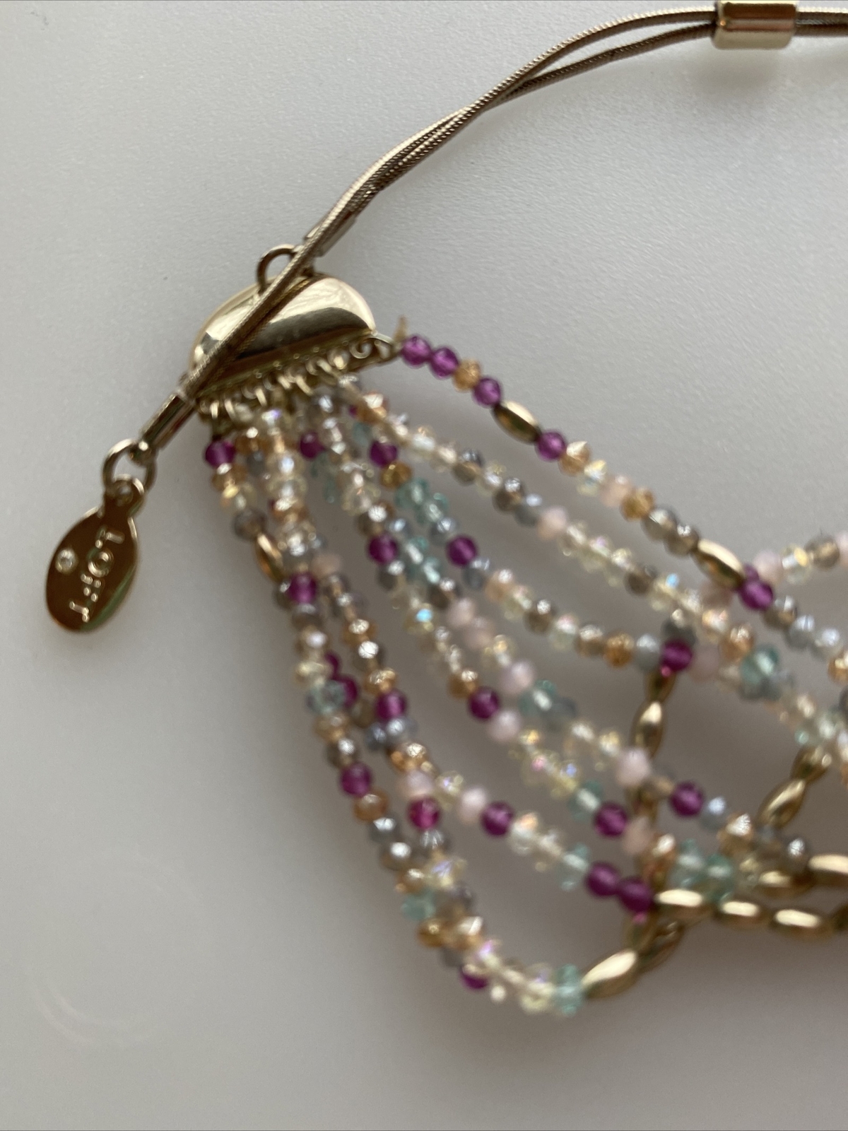 ANN TAYLOR LOFT BEADED MULTI STRAND SLIDER BRACELET