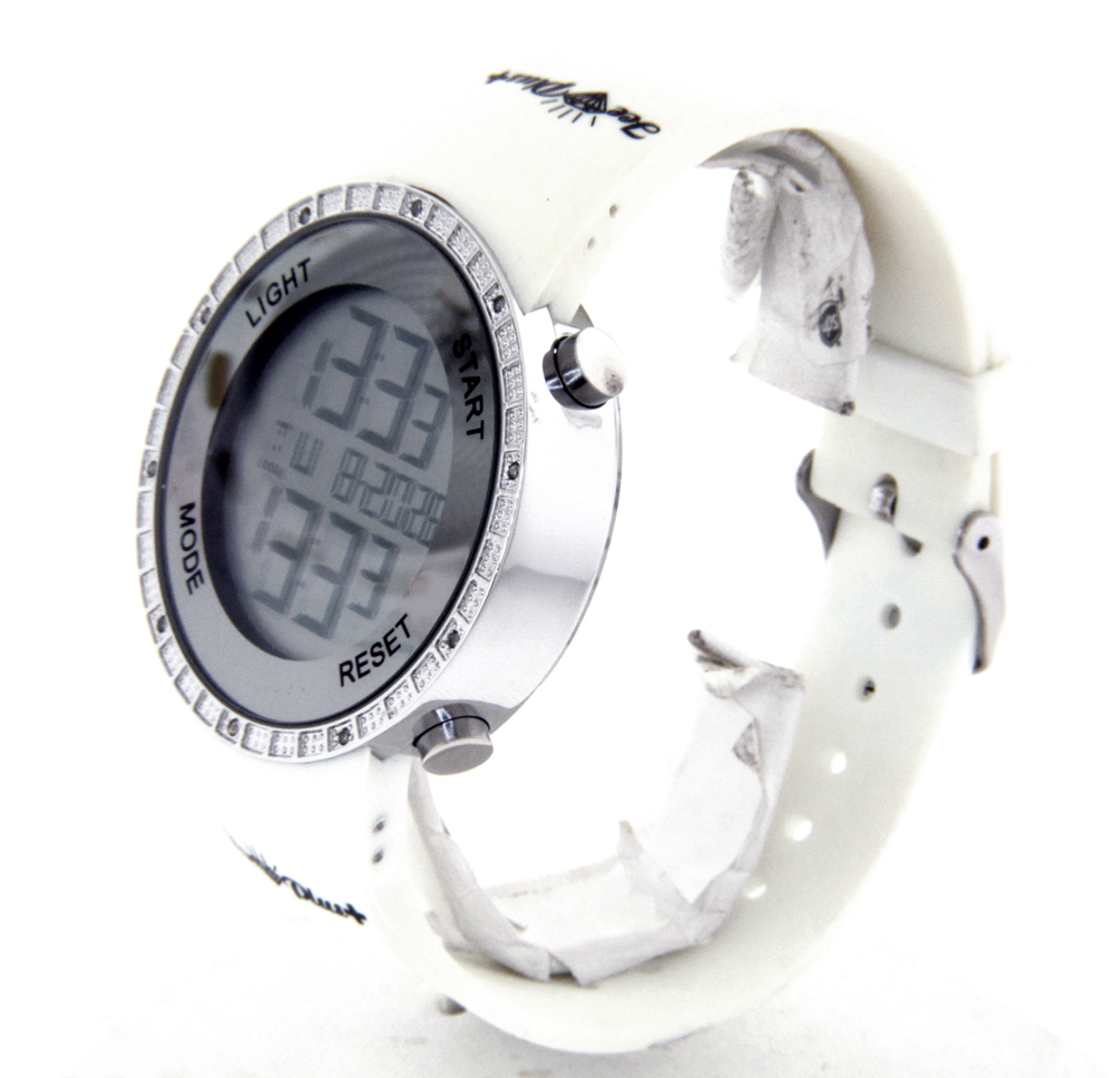 ICE PLUS DIAMOND WATCH KING MASTER JOE RODEO CASE SILVER FACE SUPER TECHNO