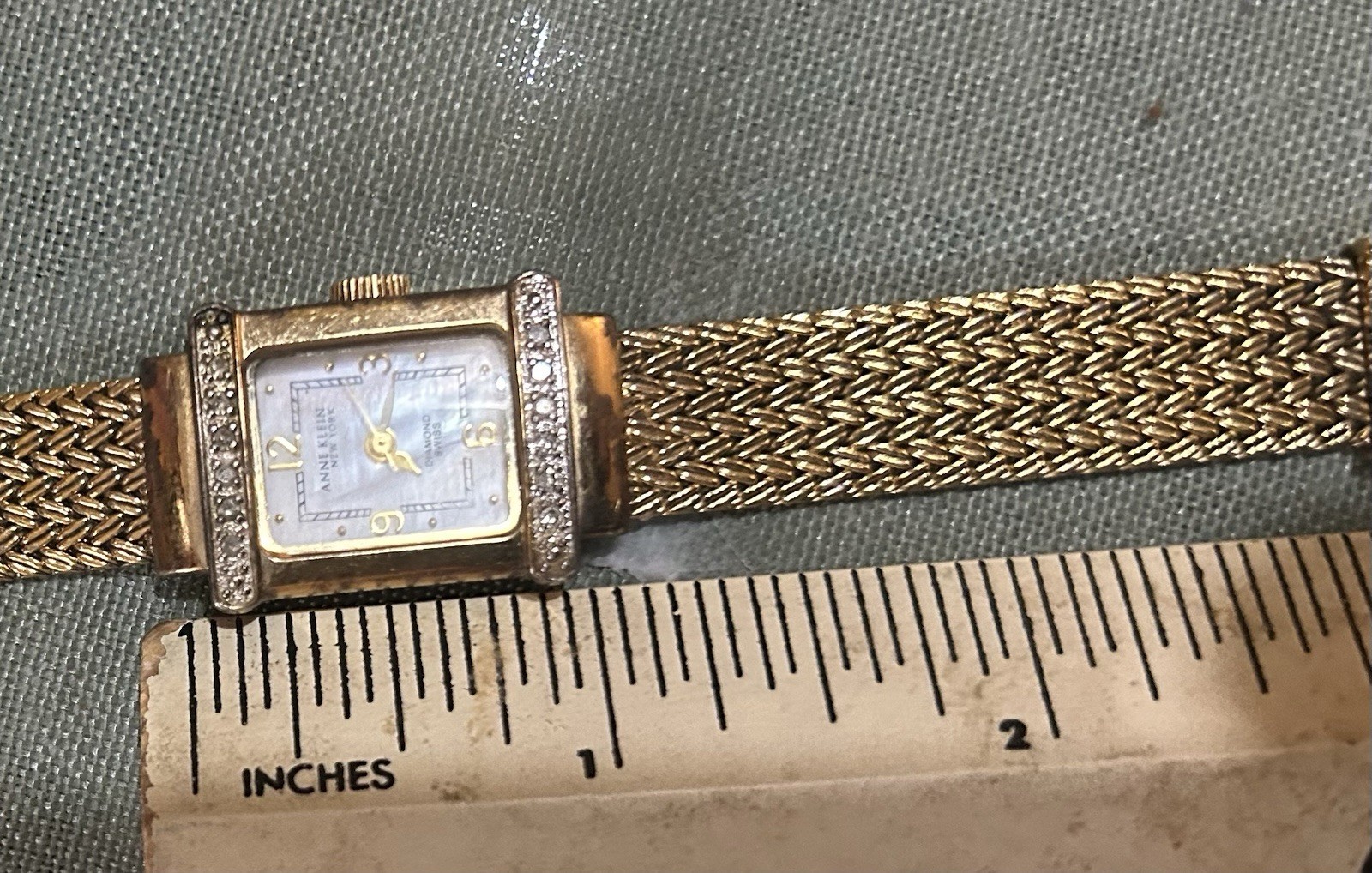 Anne Klein Diamond Watch Mesh Women 12/1276, Water resistant, Swiss No Battery